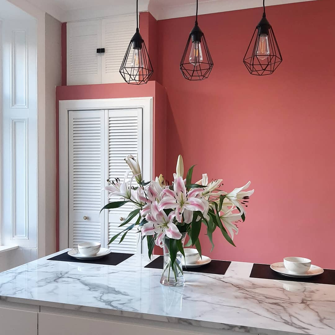 Soft red kitchens