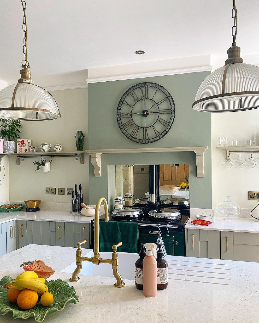 Pale green kitchens